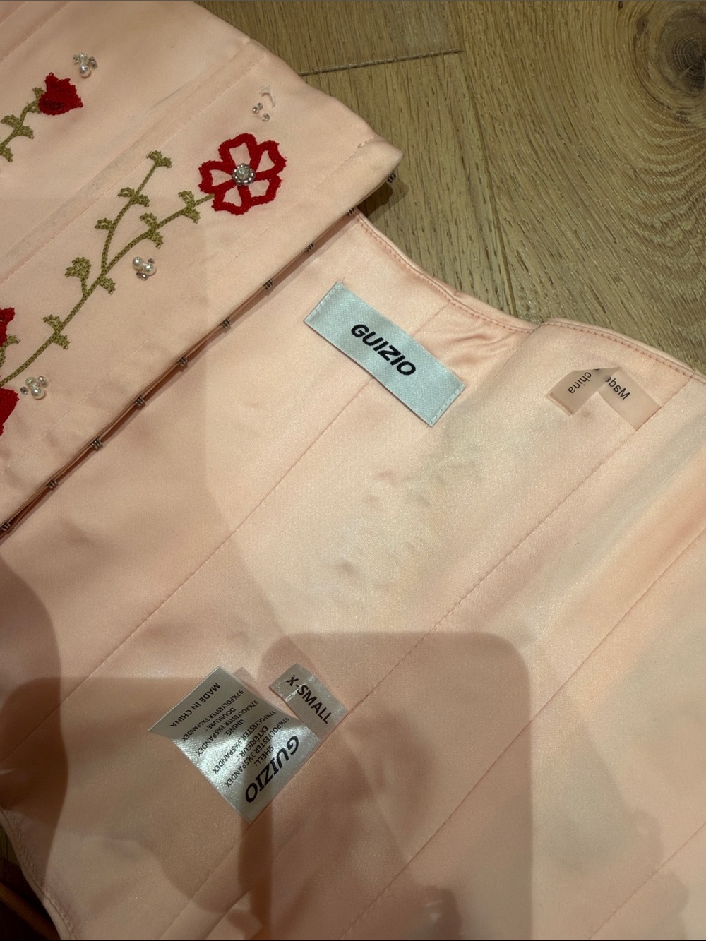 Danielle Guizio Pale Pink Embroidered Floral Bustier - Picture 3 of 3